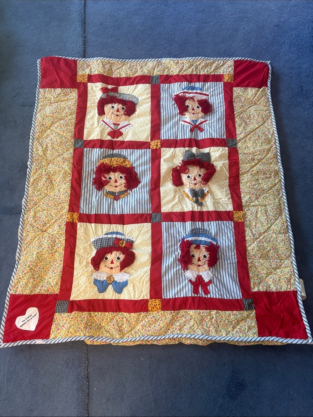 Raggedy Ann and Andy Patchwork Quilt in Red and Cream